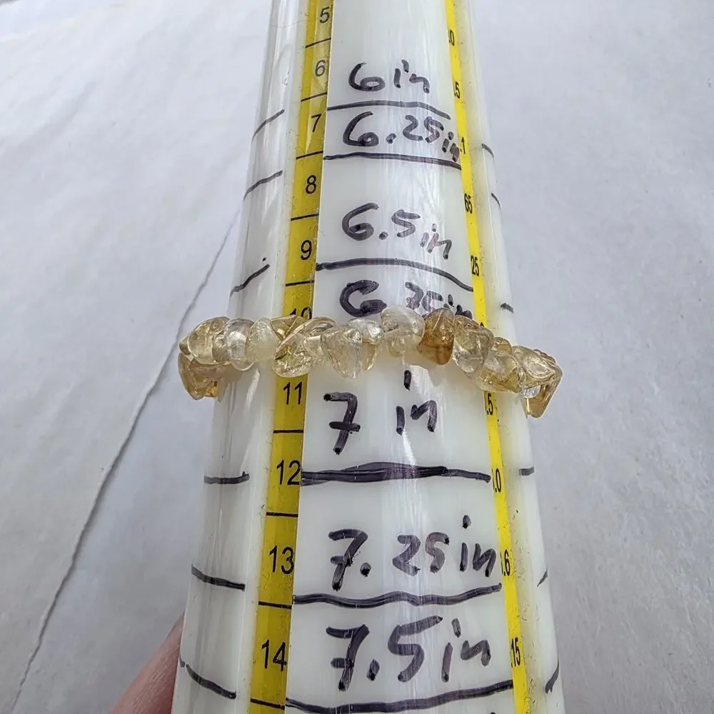 KJC HSN 925 Sterling Silver Genuine Stone Citrine stretch Bracelet‎ 7” New